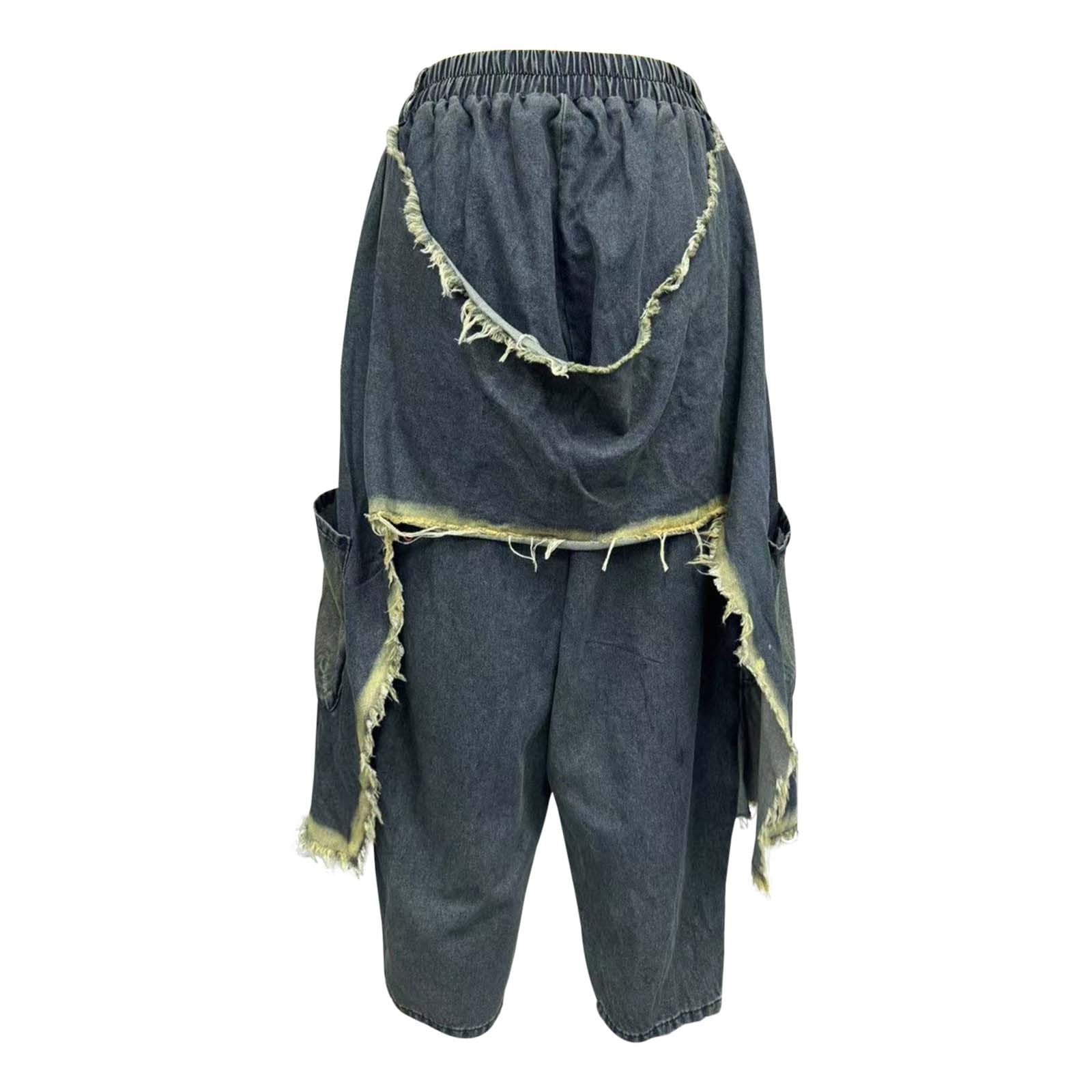 Pantalones vaqueros para mujer, pantalones harén, tallas grandes, barrel, patchwork, holgados, pantalones cargo hippie, pantalones de mezclilla, pantalones elásticos, pantalones de correr