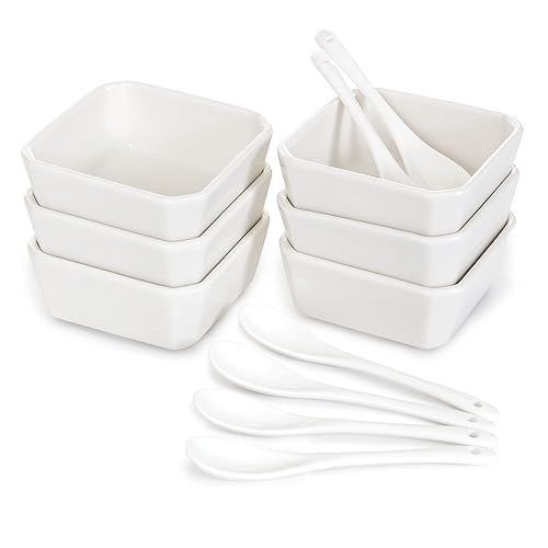 6 Oz White Porcelain Serving Bowls Set – 6 Small