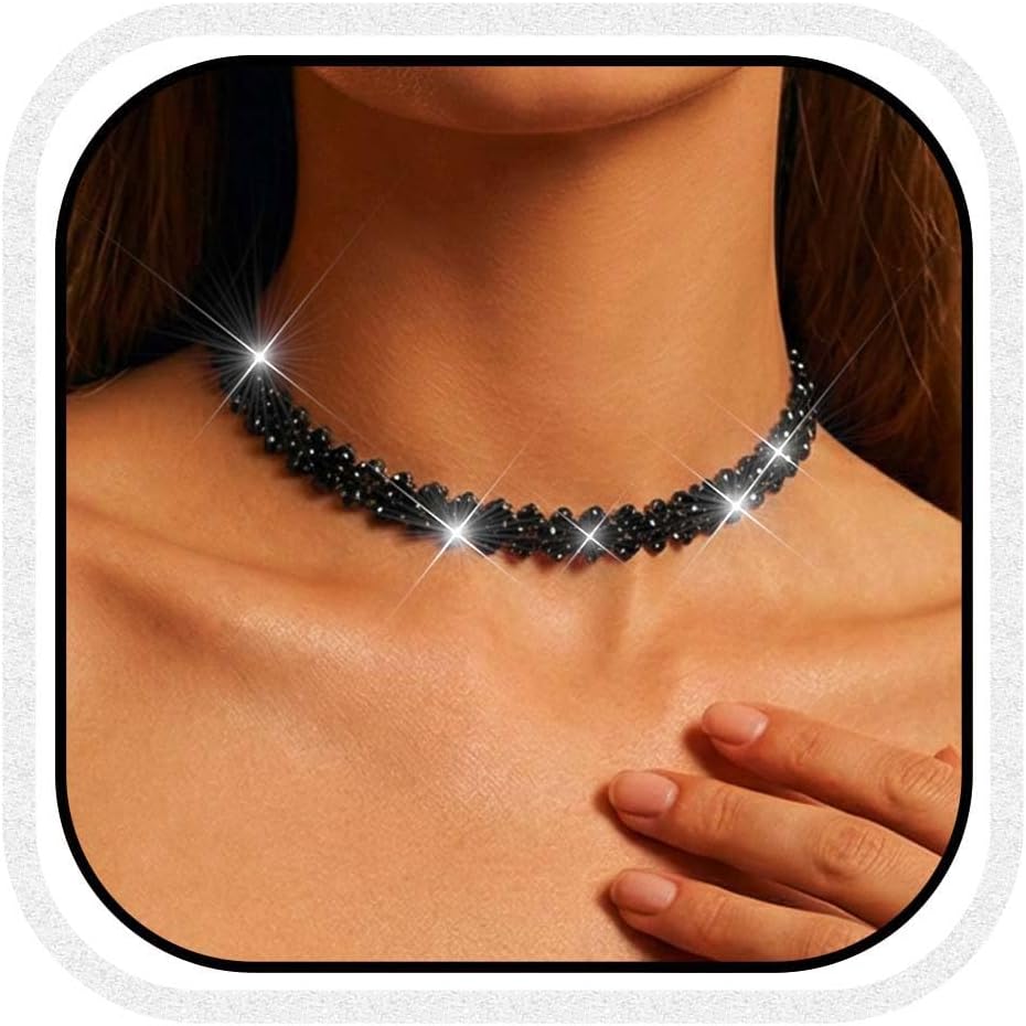 Fashey Rhinestone Choker Necklaces Sparkly Crystal Necklace Dainty Necklaces Jewelry for Women
