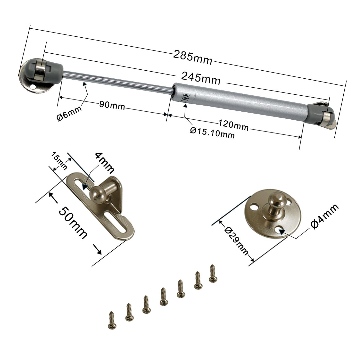 Gas Struts for Cabinets - Soft Close Lid Support -2 Gas Struts for Cabinets - Soft Close Lid Support -2