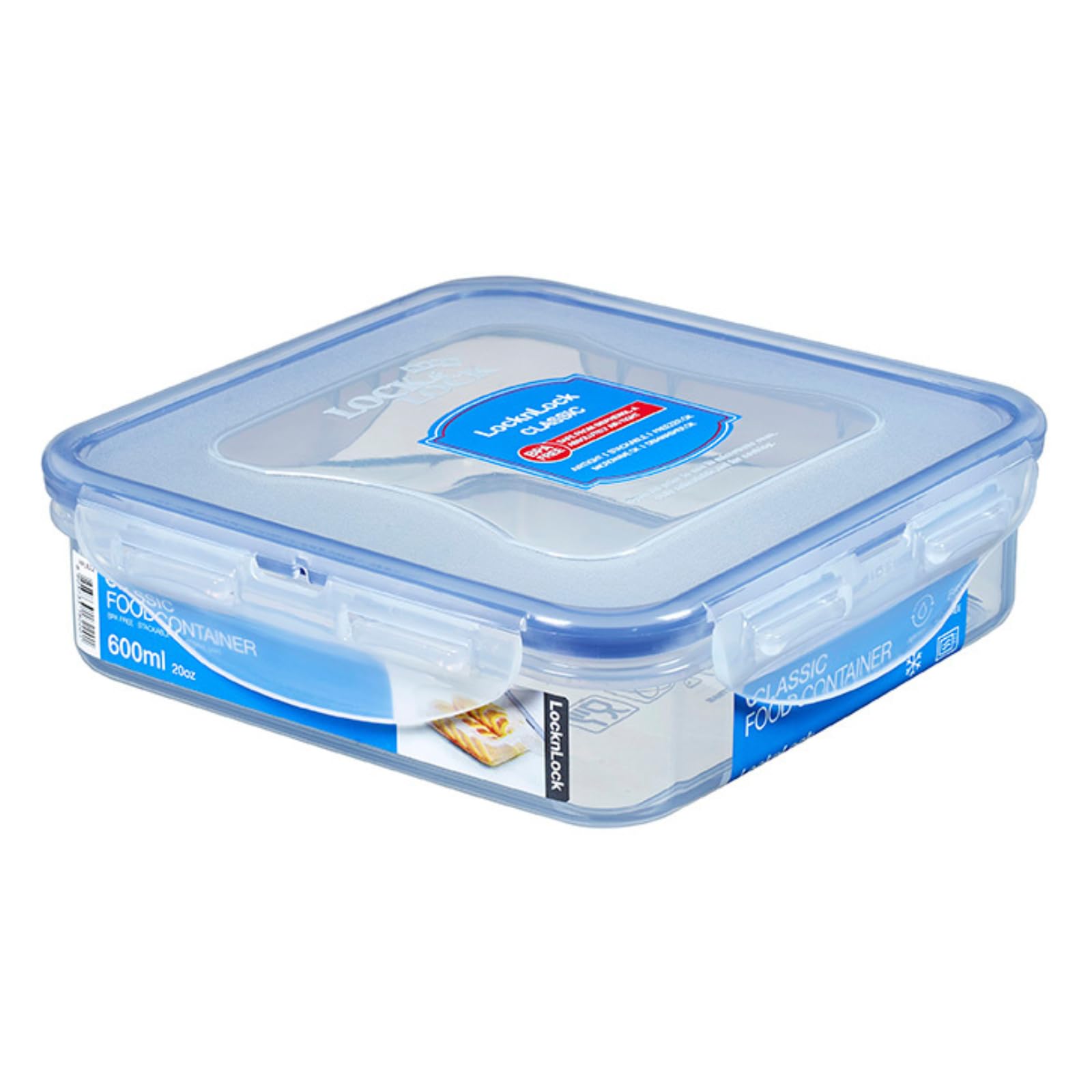 LocknLock CLASSIC Frischhaltedose | 600 ml | 15,5 x 15,5 x 4,5 cm | 100 % luft- und wasserdichte Vorratsdose | Spülmaschinen-, und Mikrowellengeeignet | BPA-Frei | 4-fach Sicherheits-Verschluss