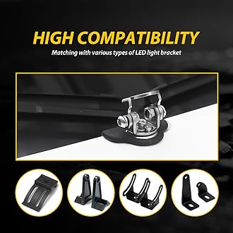 Universal LED Light Bar Mounting Brackets, Hood Mount Brackets A Pillar Hood Clamp Work Light Holder 304 Stainless Steel for Off Road Car Jeep Truck SUV 2PCS