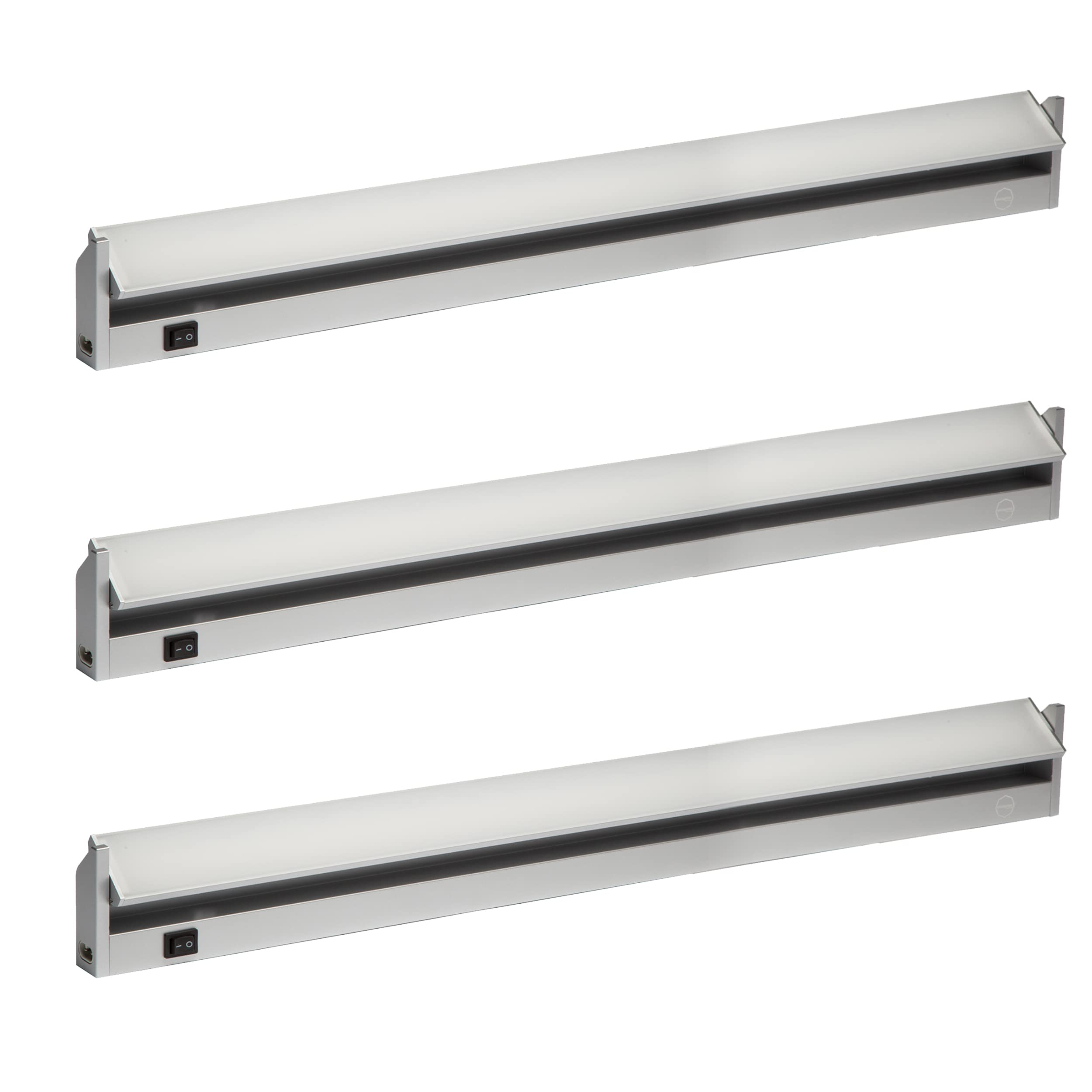 Oktaplex set da 3 Rota barra LED sottopensile orientabile 90 cm | 1200 lm e 15 W, 4000 K bianco neutro su 230 V, corpo orientabile in alluminio argento con interruttore