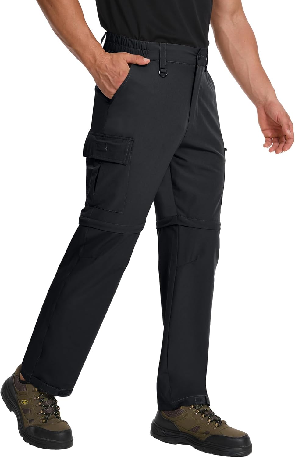 Mens Hiking Pants Convertible Quick Dry Zip Off Tactical Cargo Pants Water Resistant Lightweight Outdoor Pants with 6 Pockets