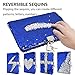 VIPbuy Magic Reversible Sequin Notebook Diary Lined Travel Journal with Lock and Key for Kids Girls, Size A5 (8.5” x 5.5”), 78 Sheets (Blue to Silver)