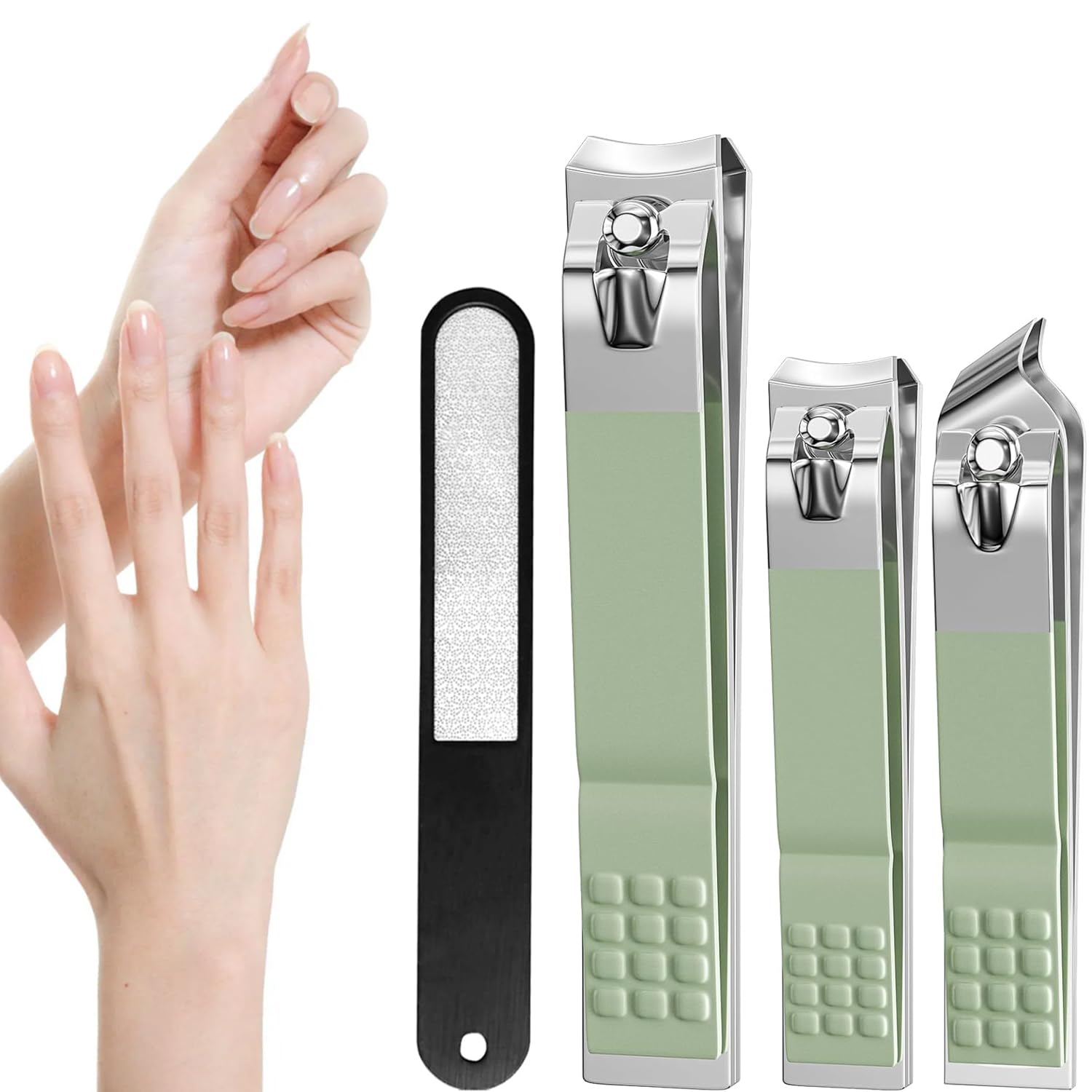 Nail Clipper Set 4 PCS Ultra Sharp Nail Clippers for Men Women Adults Toenail Fingernail Clippers Green