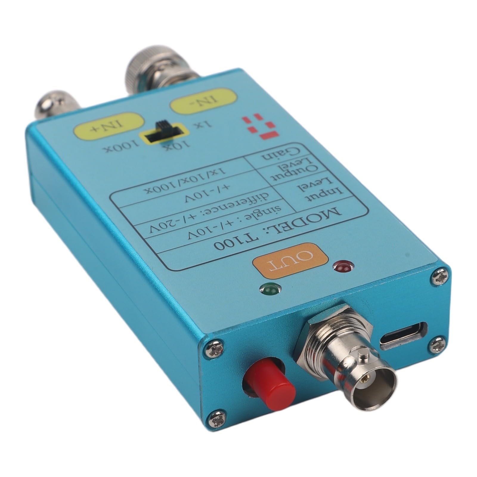 T100 Sonde différentielle pour oscilloscope 1X/10X/100X 100X 10MHz Bande passante USB Rechargeable Faible Signal Amplification Test électronique