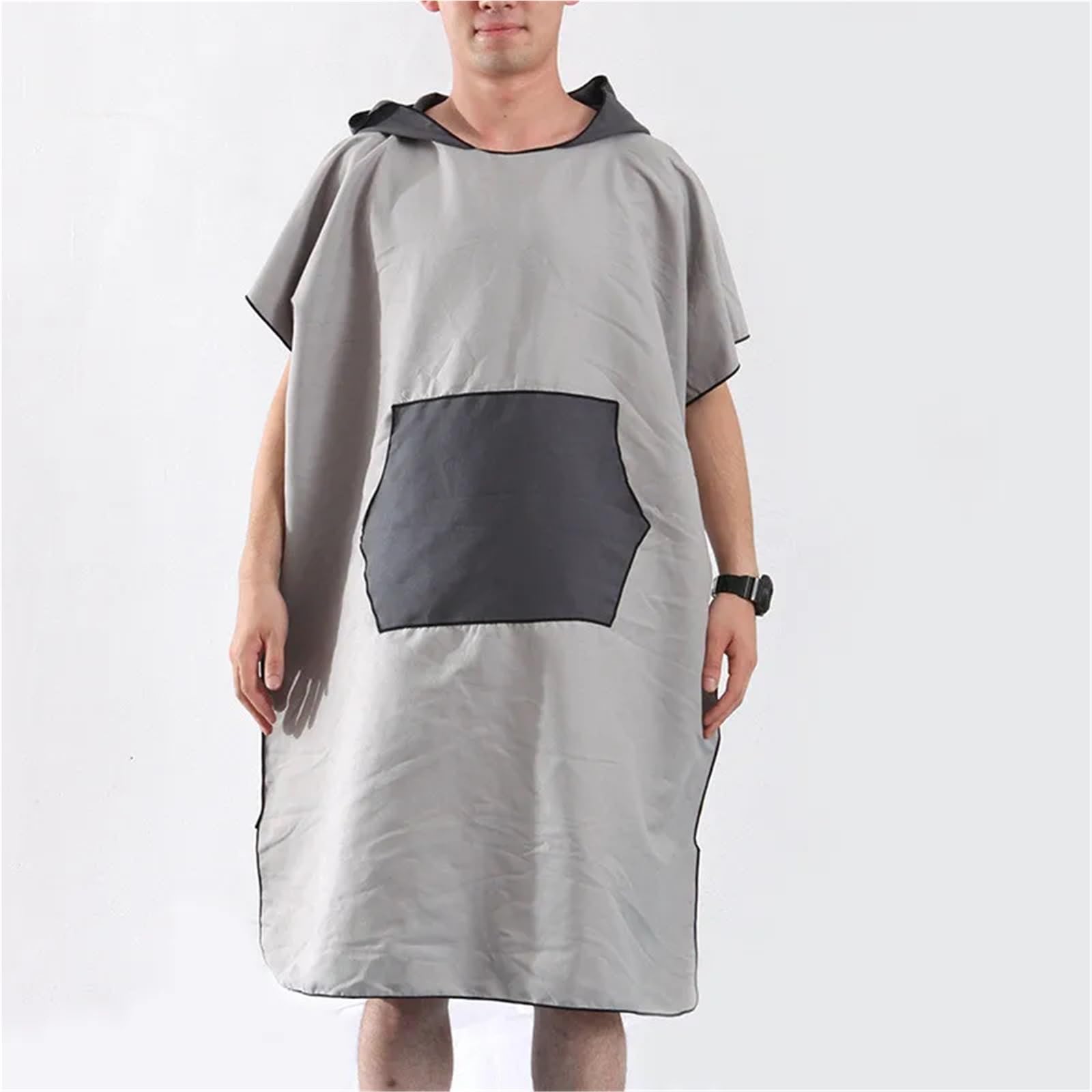 Schnelltrocknendes Strandtuch aus Mikrofaser mit Kapuze, Wickelmantel, Strandkleidung, Poncho, Surf, for Schwimmen im Freien, for Männer und Frauen, Bademantel, Badeanzug(Orange)