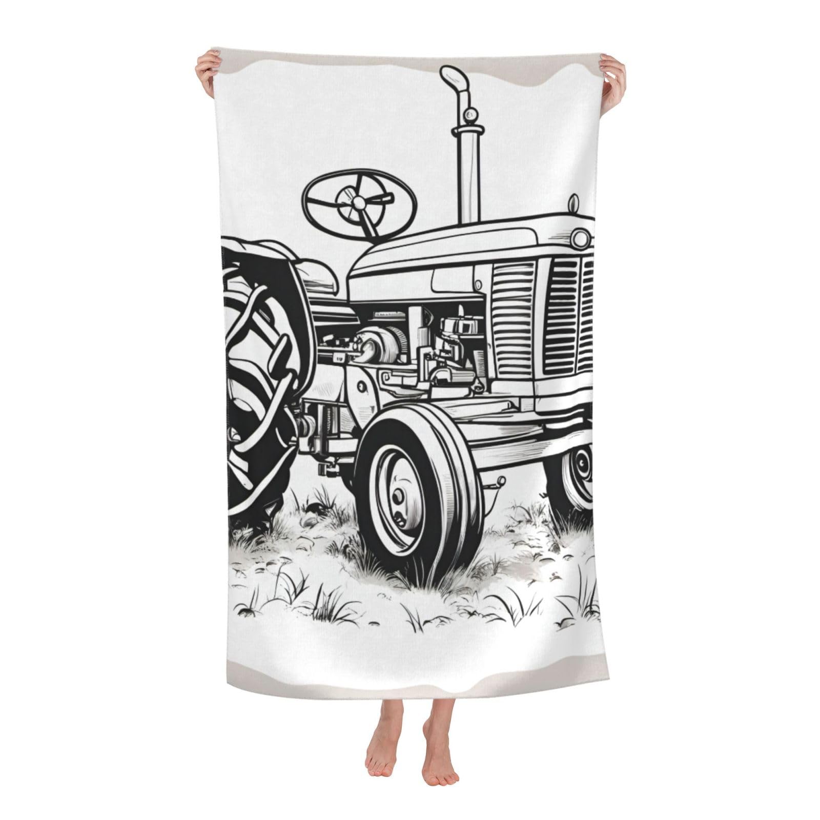 NImongt Cartoon Tractor Print Oversized Adult Beach Towel For Travel Weekend Getaways Festivals Camping Trips