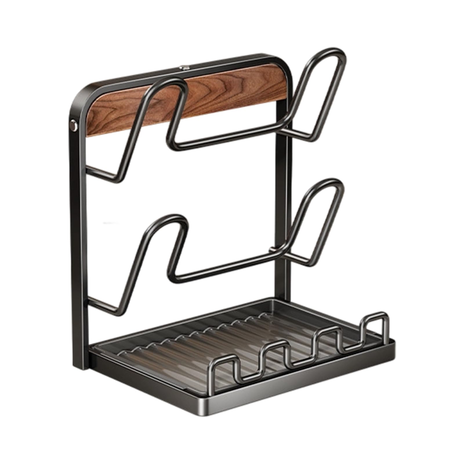carotoe Contemporary Cookware Cover Holder Featuring Detachable Drain Pan and Slip Resistant Feet Sturdy Countertop Solution for Pans and Cooking Tools Utensil Drying Rack