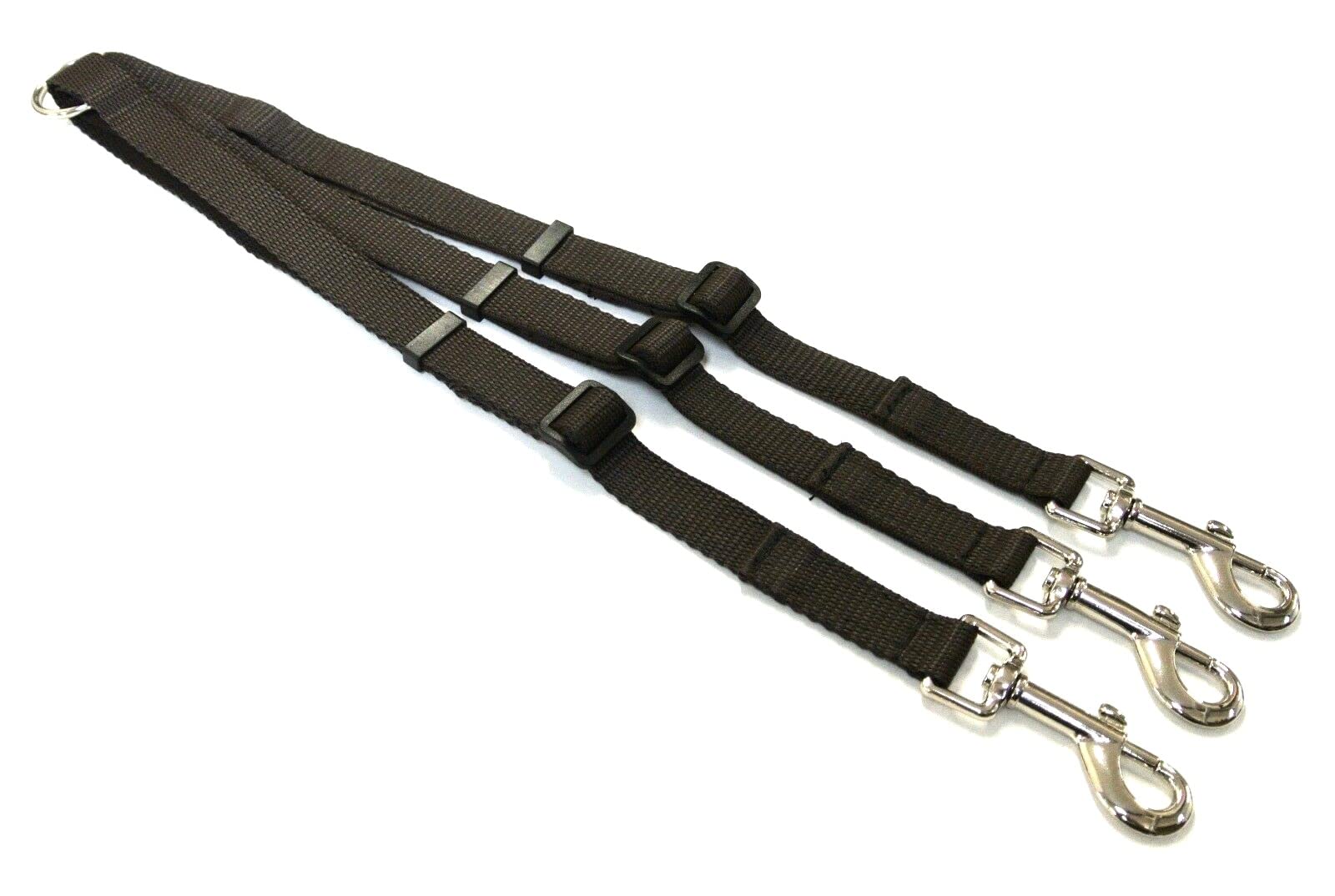 Dog Coupler/Splitter Lead Dual Walking Leash Adjustable 20mm Webbing 3 Way Splitter (Brown)