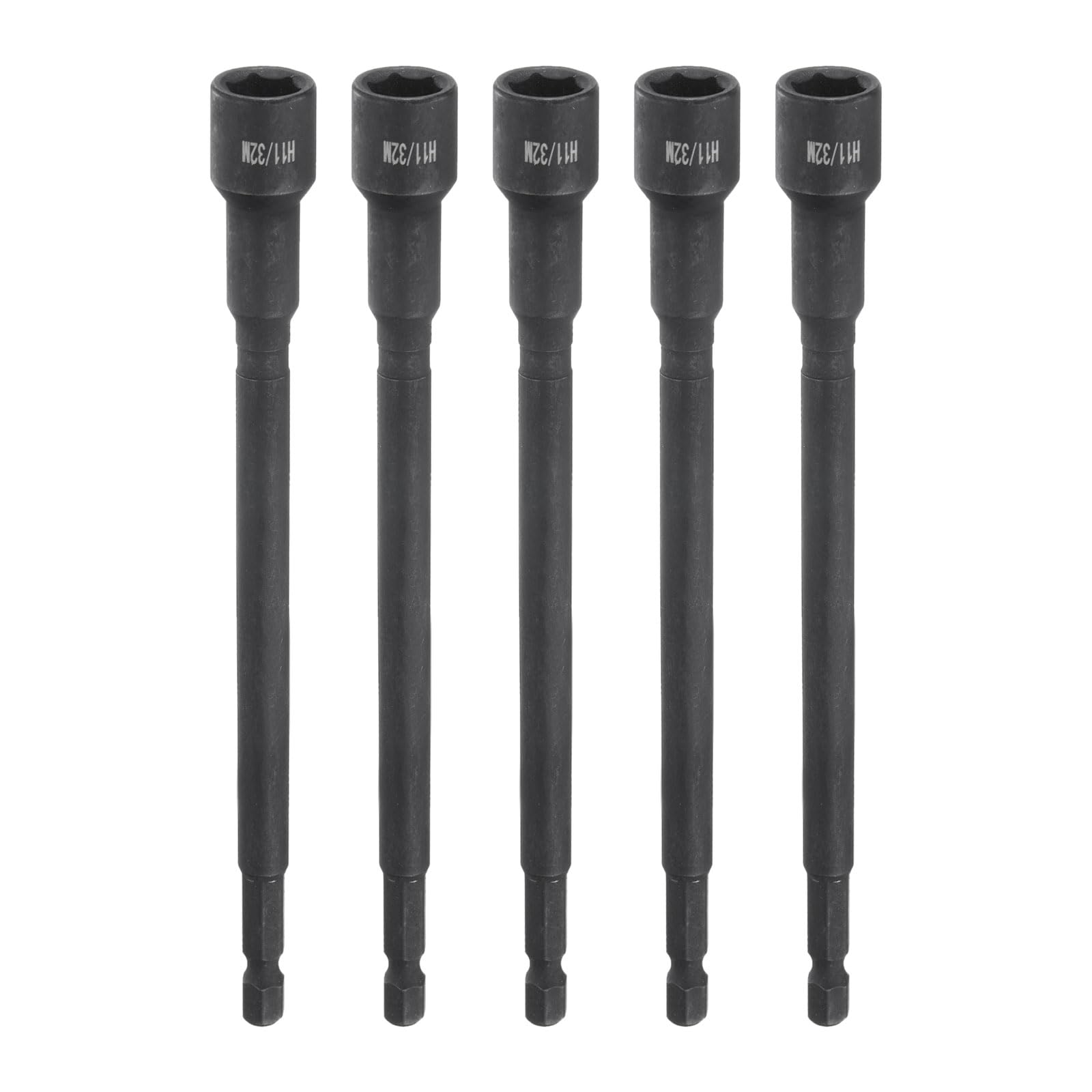 HARFINGTON 5Pcs Magnetic Nut Driver 11/32" x 1/4" Long Quick Change Hex Shank Magnetic SAE Nut Driver CRV Steel for Impact Drive Nuts Bolts Driver Bit