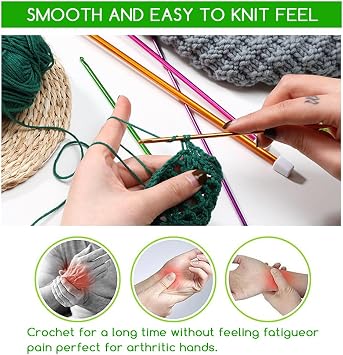 11PCS Crochet Hook Set, Aluminum Multicolor Knitting Hook Needle Set, 11 Sizes 2.0-8.0 mm Afghan Tunisian Crochet Needles Set for Beginners Adults(Colourful)
