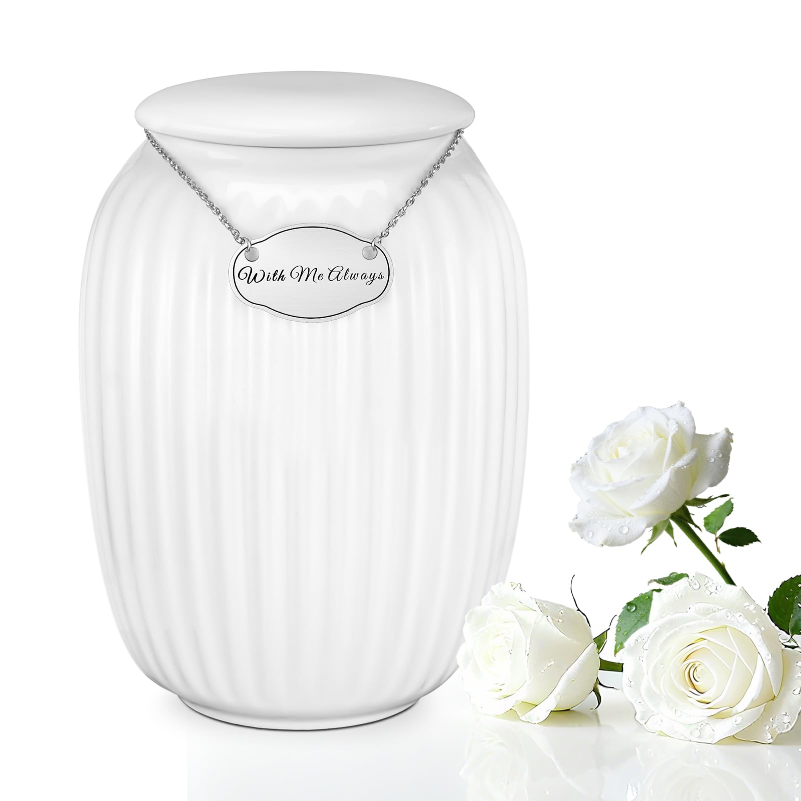 Photo 1 of SOITIS Ceramic Cremation Urn for Adult Female Male, 8.27 inch Memorial Urns for Human Ashes, Keepsake for Funeral for Women Men, Decorative Urns for Human Ashes