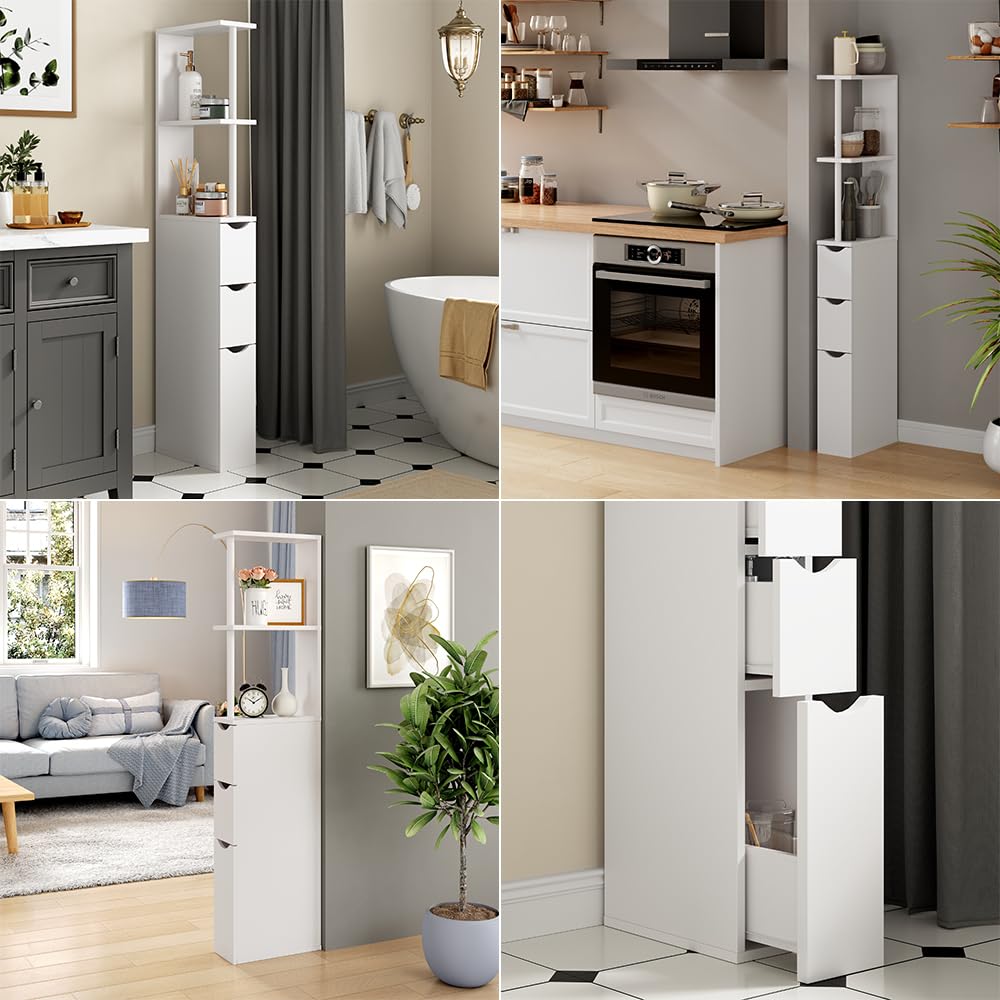 Vicco Mobile da bagno Vera, Bianco, 15 x 137 cm