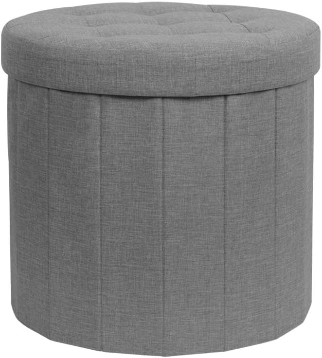 WAYTRIM Padded Storage Ottoman Folding Footstool Multi-Function Organizer Box Space-Saving Chest, Gray