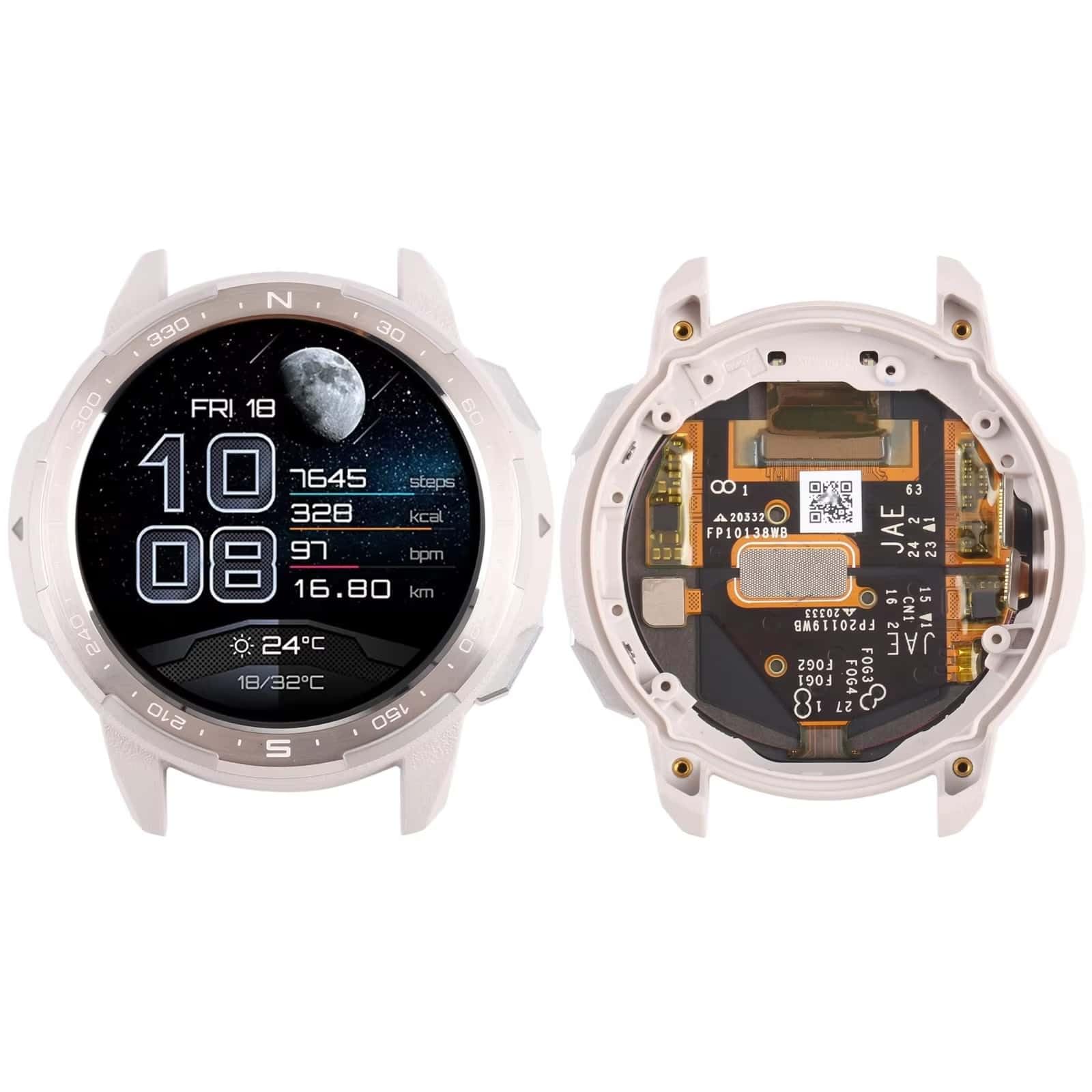 YOOOKOOO - Pantalla LCD para Huawei Honor Watch GS Pro con digitalizador, pieza de repuesto de reparación de montaje completo (con marco blanco)