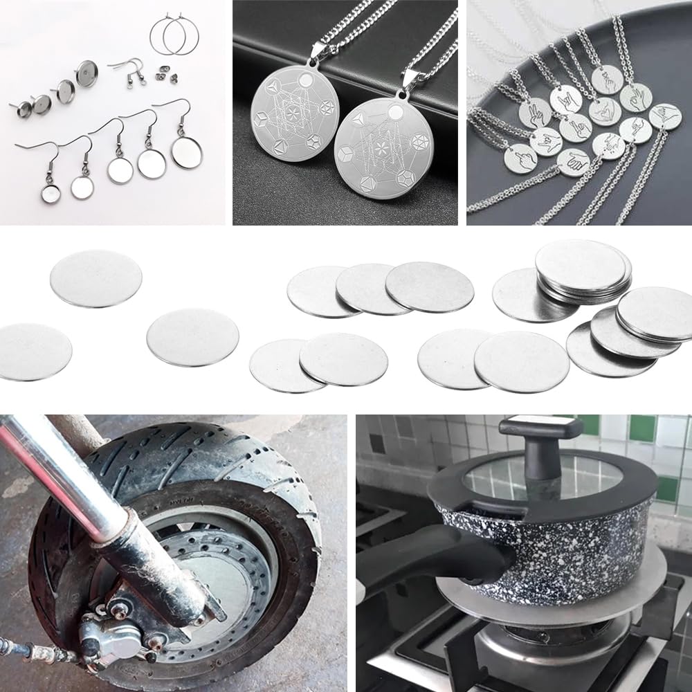 PATIKIL 50 mm stalen schijf, 6 stuks metalen stempelen blanks tags cirkel ronde metalen plaat