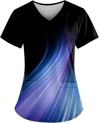 OIOLOYJM Printed Scrub Tops Women Short Sleeve V Neck Plus Size Scrubs for Womens Nursing Uniforms Shirts with Pockets