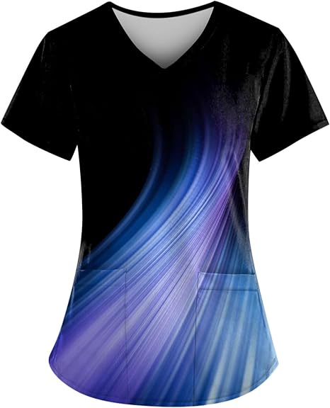 OIOLOYJM Printed Scrub Tops Women Short Sleeve V Neck Plus Size Scrubs for Womens Nursing Uniforms Shirts with Pockets
