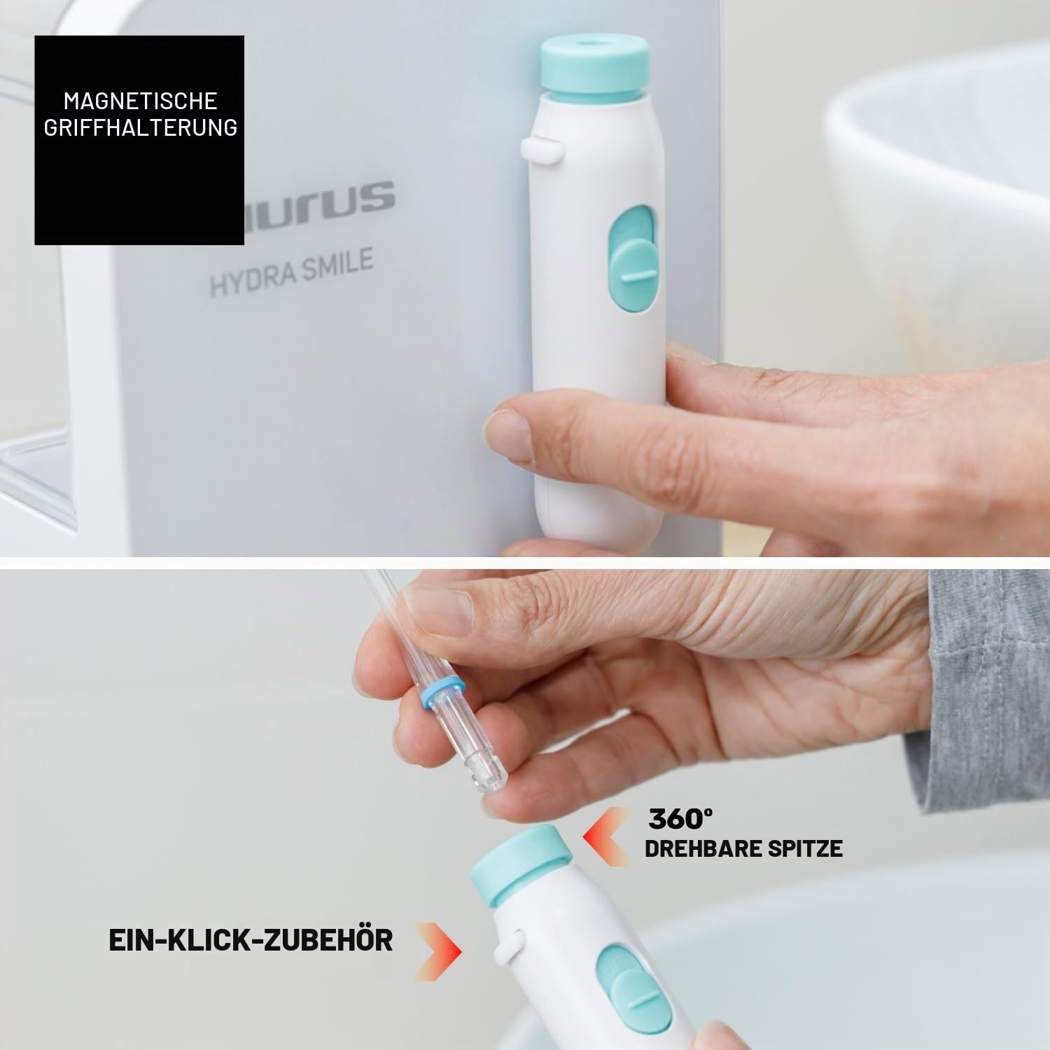Taurus - Munddusche 20W | 600 ml Reservoir | 10 Druckstufen | 3 Modi | 7 Düsen | 1.200–1.700 Puls/Min | Touch-Bedienung | Auto-Off