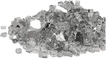Golden Flame 1/2-Inch Fire Glass | Natural Gas or Propane | Fire Pit, Table, and Fireplace | Indoor or Outdoor | Brilliant Jewel-Like Color | Titanium Reflective 10lbs