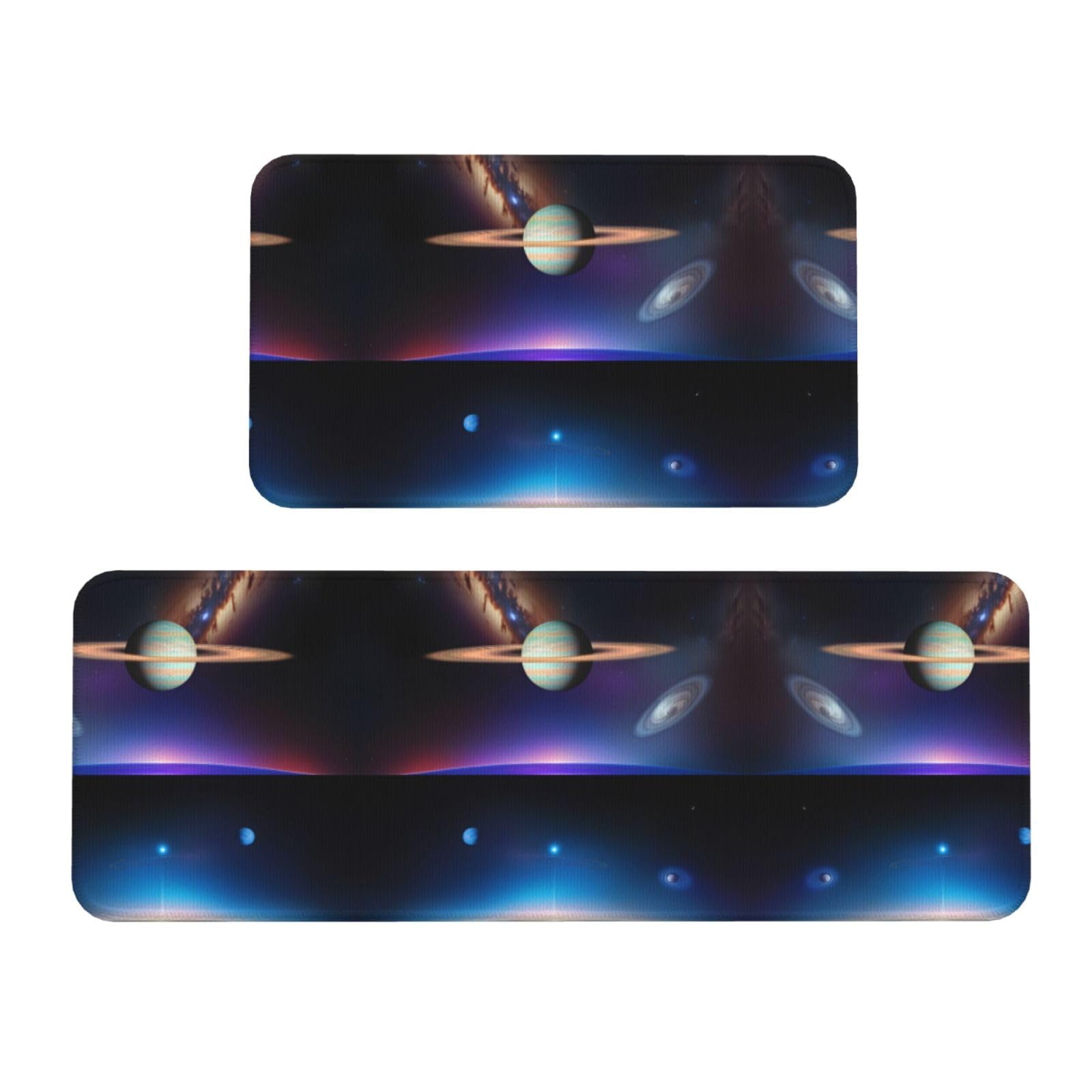 Alfombrillas antideslizantes para una cocina y lavandería seguras con el juego de 2 Cosmic Saturn.