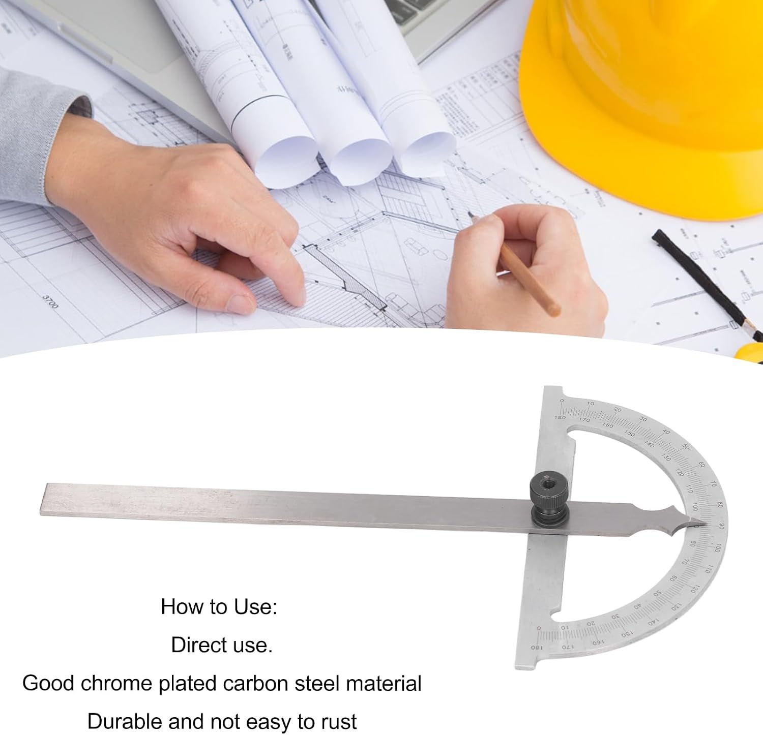 Professional Angle Protractor 0 to 180 Degrees Precision Measuring Tool Heavy Duty Carbon Steel Construction Angle Finder with Clear Scale for Woodworking Carpentry and DIY
