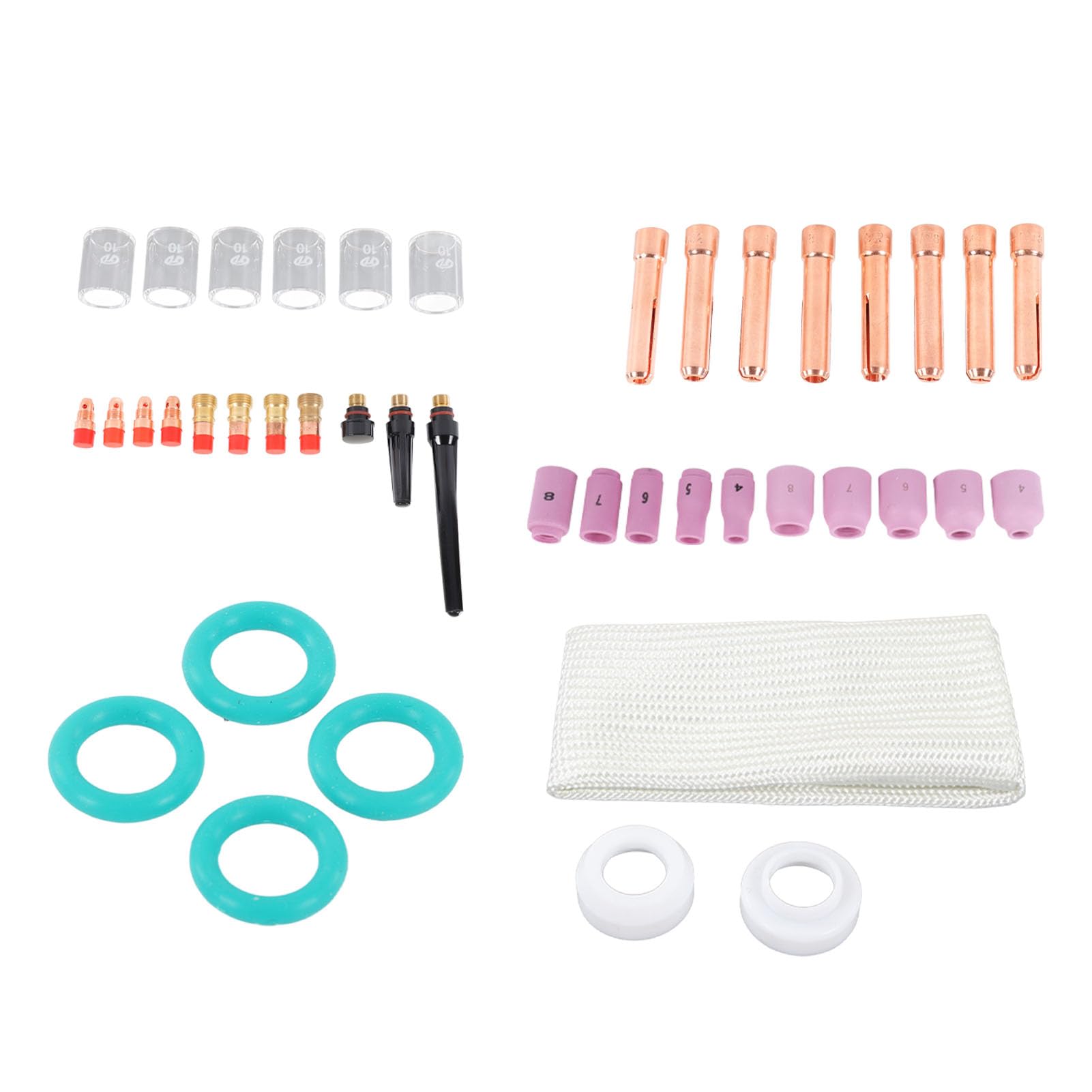 Syrisora ​​56 Piezas Kit de Accesorios de Antorcha de Soldadura TIG Boquilla de Cerámica Portavasos de Vidrio Equipo para Pistola WP17 18 26