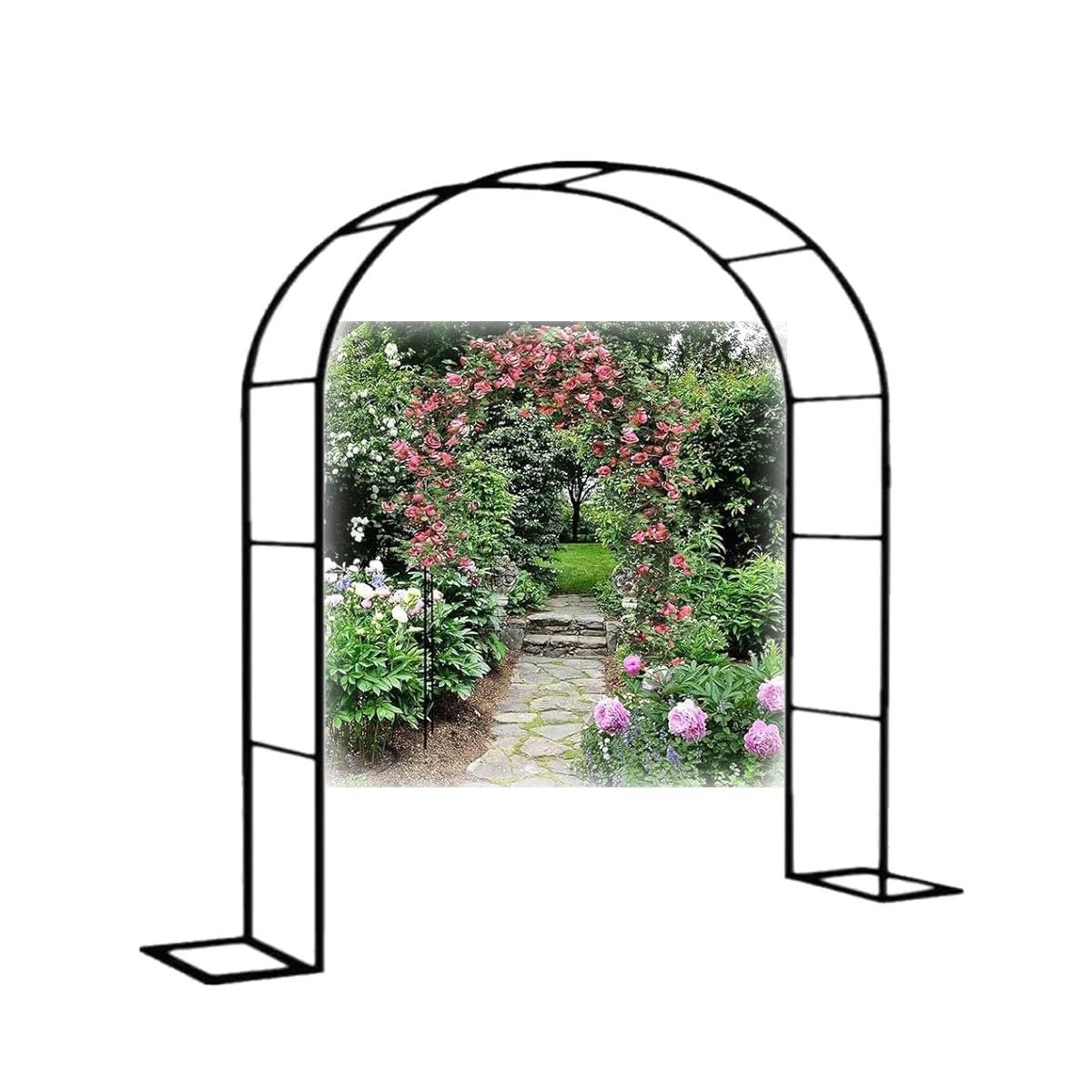 Arco per rose in metallo, per piante rampicanti, traliccio da giardino, larghezza 350 cm, altezza 200-230 cm, decorazione da giardino bianca per matrimoni e decorazioni per esterni