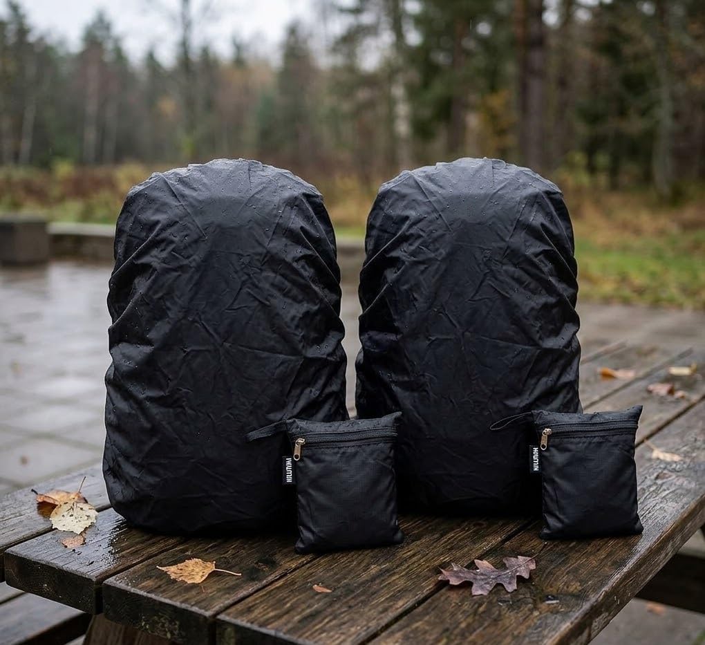 2 Pcs Rain Proof Backpack Cover Waterproof Bag Protector | Adjustable Elastic Anti Slip Cover for Laptop School Trekking Travel Backpacks 15L-90L-image-36
