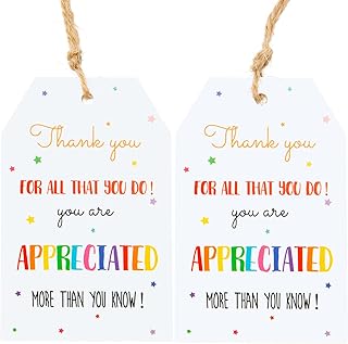 Thank You Gift Tags, Thank You for All That You Do Tags, 100Pcs Thank You Gift Tags for Favors, White Paper Gift Tags with String for Teachers' Day, Thanksgiving, Wedding Favors, Party