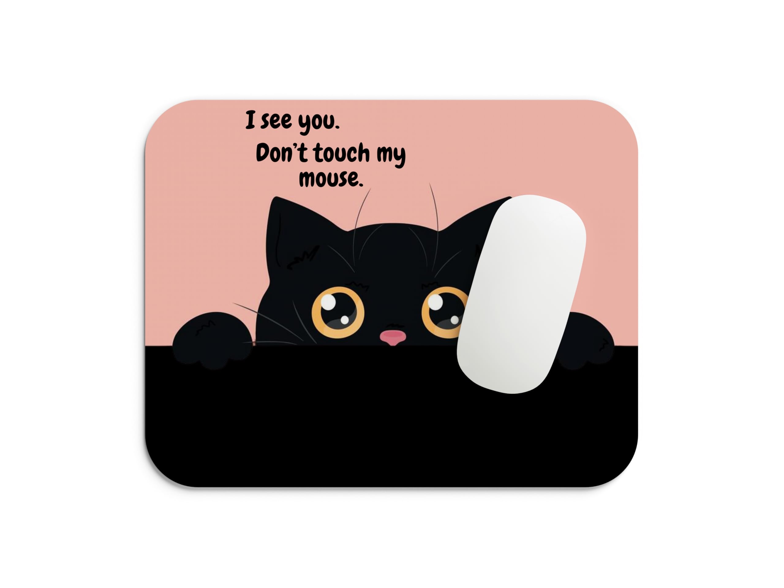 Funny Black Cat Mouse Pad | Anti-Skid Rubber Base, Smooth Tracking Surface, Durable 3mm Thick | 9 x 7.5 Inch Office & Gaming Mousepad – Cute Cat Peek Design-image-34