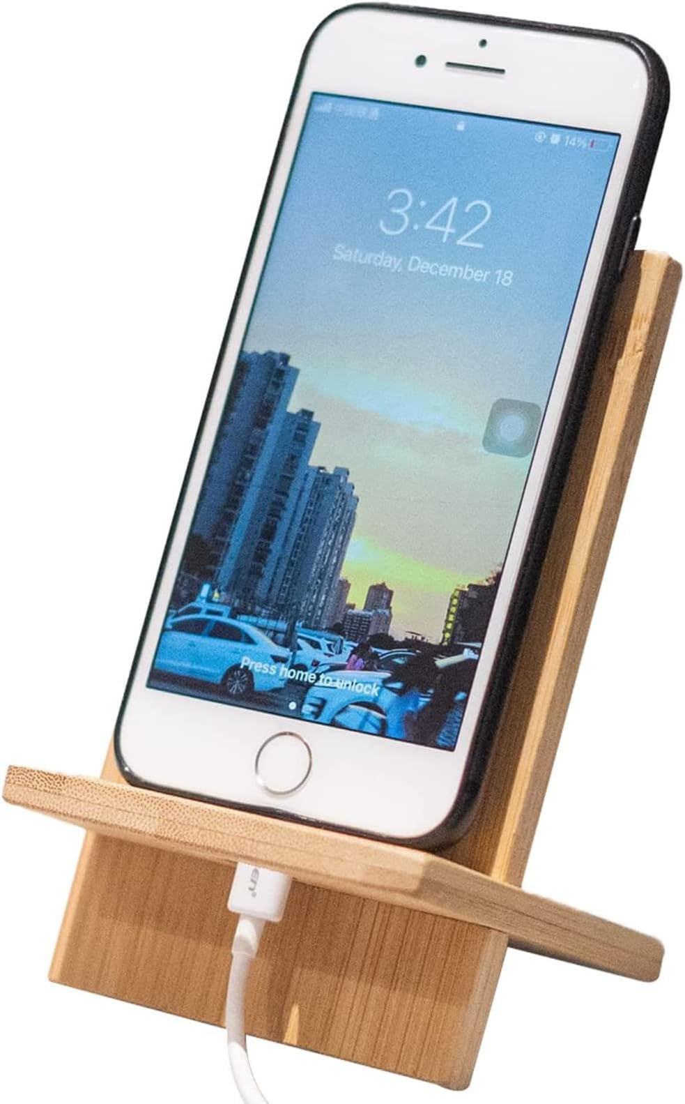 Bamboo Phone Stand with Charging Hole Detachable Portable Wood Mobile Phone Holder