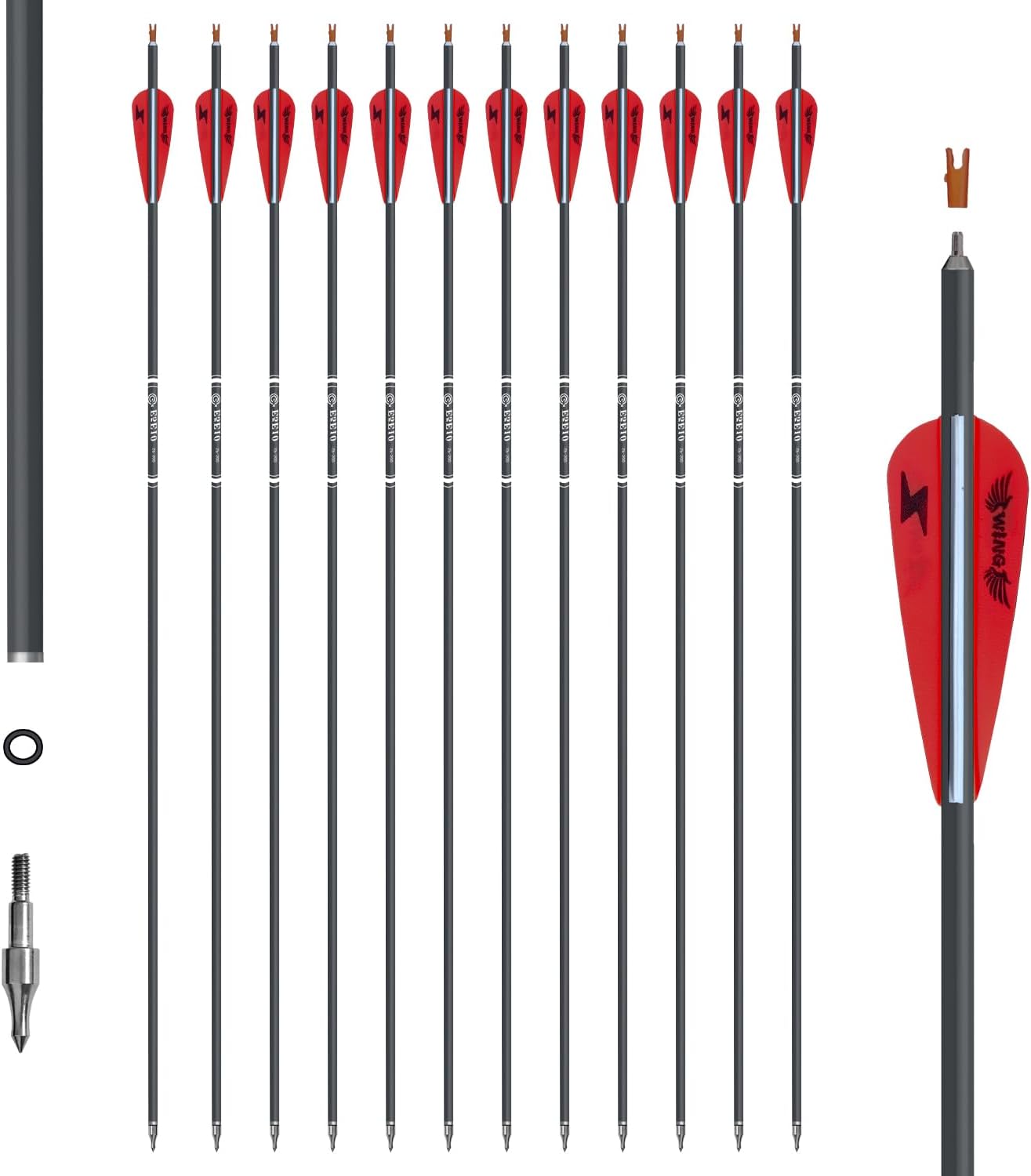 Photo 1 of  31inch Carbon Arrow Archery Targeting Practice Hunting Arrows for Compound & Recurve Bow with Removable Tips(Pack of 12) 