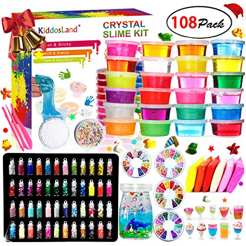 Diy Fluffy Slime Kit Crystal Slime Set For Girls Boys Toys Kids Art Craft Aged 6 24 Colors