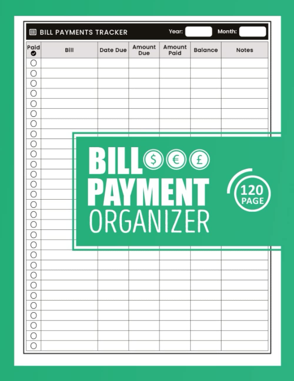 Bill Payment Organizer: Bill and Expense Tracker | Monthly Bill Payment & Organizer | Simple Home Budget Spreadsheet | Monthly Bill Payments Checklist ... Planner | (Vol 06) 120 Pages, Size 8,5x16