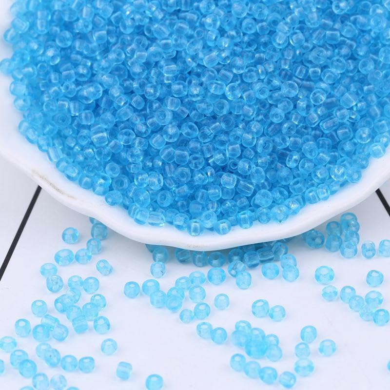 THAYLA 30000 szt., 3 mm, okrągłe niebieskie szklane koraliki do produkcji biżuterii, koraliki ryżowe, mini koraliki do bransoletki, DIY, rzemiosło, rurka
