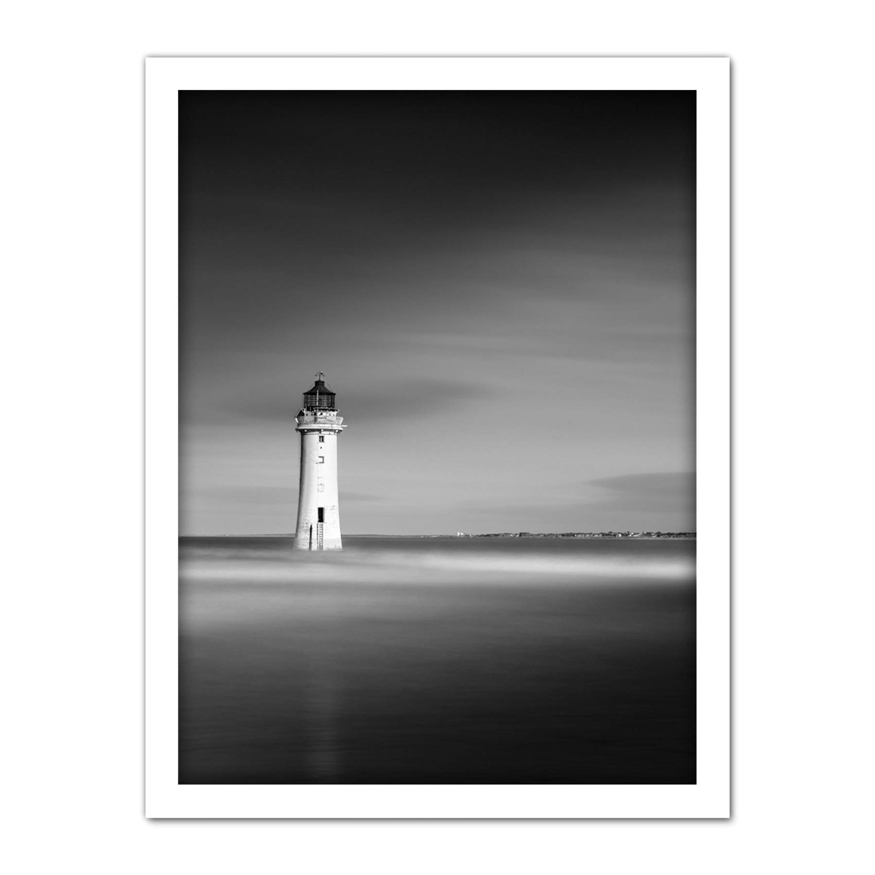 Artery8 Warby Lighthouse New Brighton Near Liverpool Photo Artwork Framed Wall Art Print 18X24 Inch