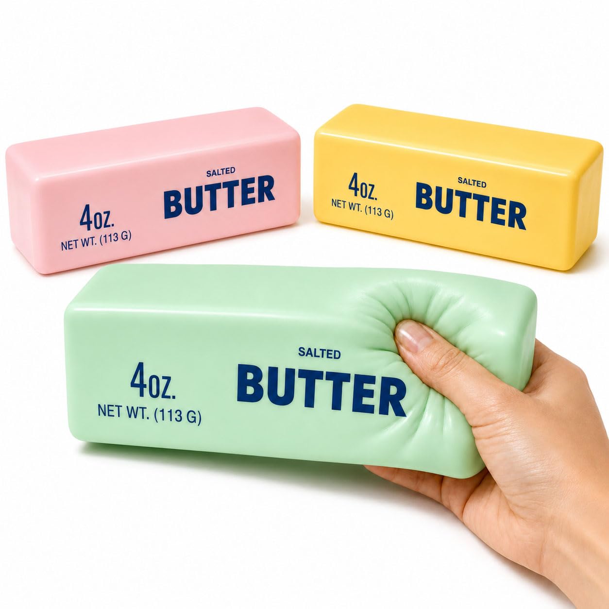Crunchy Butter Squishy ASMR Bead,Moldable Slushy Asmr,Green Non-Rebound Sticky Squish,Handmade Silicone Dessert Sensory Tool,Party Favor for Adults (3-PCS)