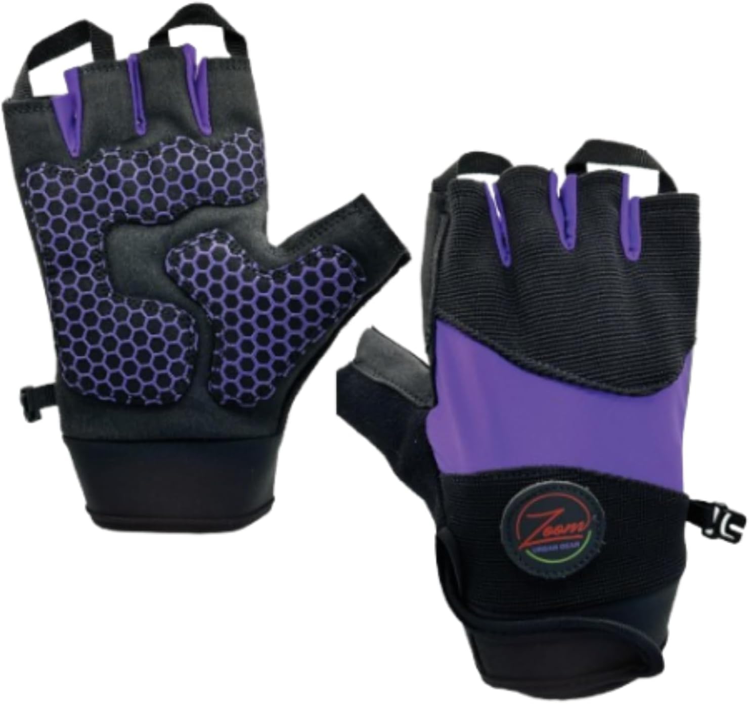 Zoom Urban Gear Padded Fingerless Gloves – Anti-Slip Shock-Absorbing Gloves for Cycling, Weight Lifting, Motorcycles, BMX, MTB, Dirt Bikes, Electric Scooters, & Wheelchairs – Breathable, Lightweight