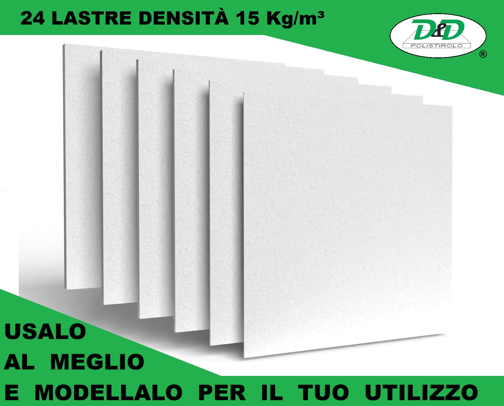 D. & D. Polistirolo® - (24 placas de 1,5 cm) - Placas de poliestireno multiusos de 50 cm x 50 cm. Grosor 1/1,5/2/2,5/3/3,5/4/4,5/5 cm. Densidad media (24 placas de 1,5 cm)