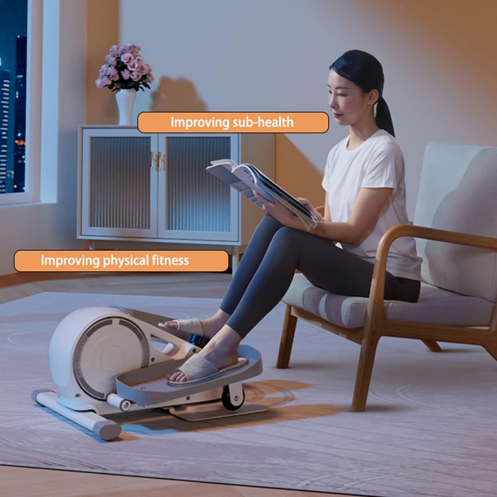 Orbitrek do ćwiczeń pod biurkiem, z ekranem LED monitora kondycji, 8-stopniową regulacją oporu, możliwością pracy w domu, wbudowanymi kółkami i przenośnym uchwytem