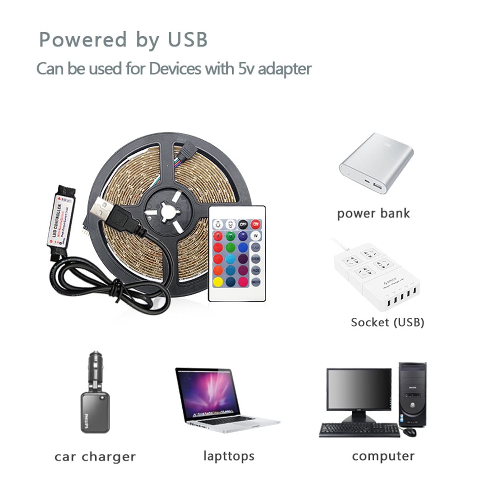 Taśma Led 20M Rgb z pilotem 5050 Usb Tv Podświetlenie Taśma Led 5V 15M Taśma Led do dekoracji ścian Sypialnia Gaming (Kolor: Zestaw kluczy Bluetooth 24 szt., rozmiar: 10 m)