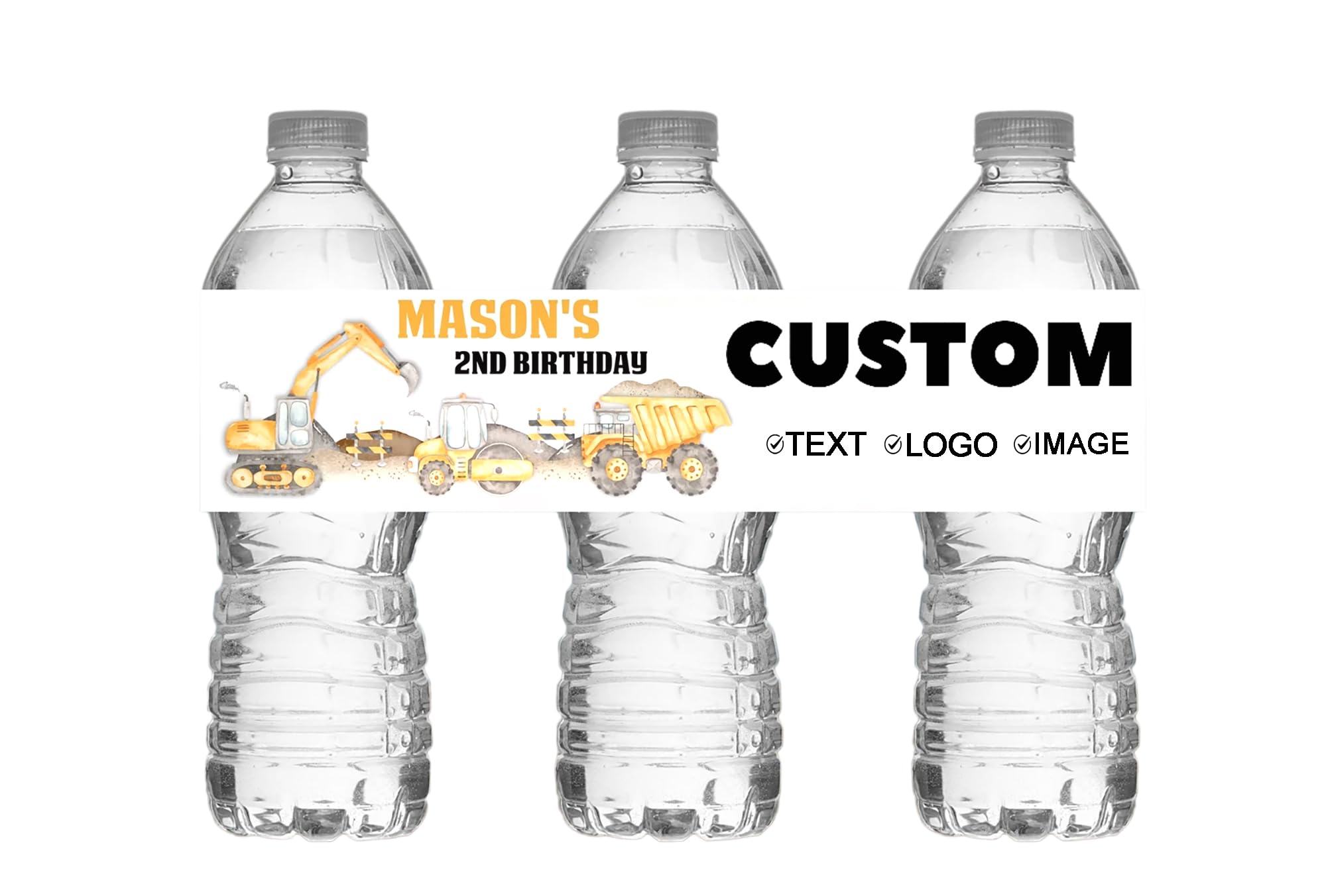 Custom Water Bottle Labels,Personalized Water Bottle Stickers with Your Business Logo,Custom Labels Wrap for Weddings and Events Favors (8''x2'')