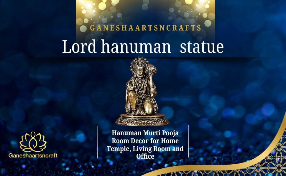 Image of Brass Panchmukhi Hanuman Statue Intricate Detailing Small Five-Faced BajrangBali Idol for Car Dashboard & Home Decor Pack of 1 (2.5 inch Hanuman)