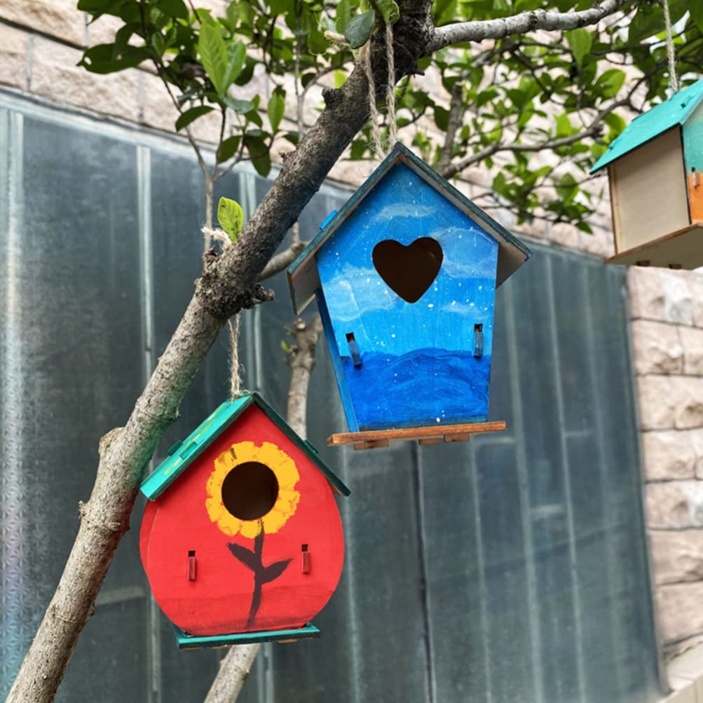 Toyvian 1 Juego Casa De Pájaros Artesanía De Pintura De Aves Nido De Pájaro Grafiti Pinta Tu Pajarera Nido De Pájaro Colgante Kit De Pajarera Chico Hazlo Tu Mismo De Madera Niño