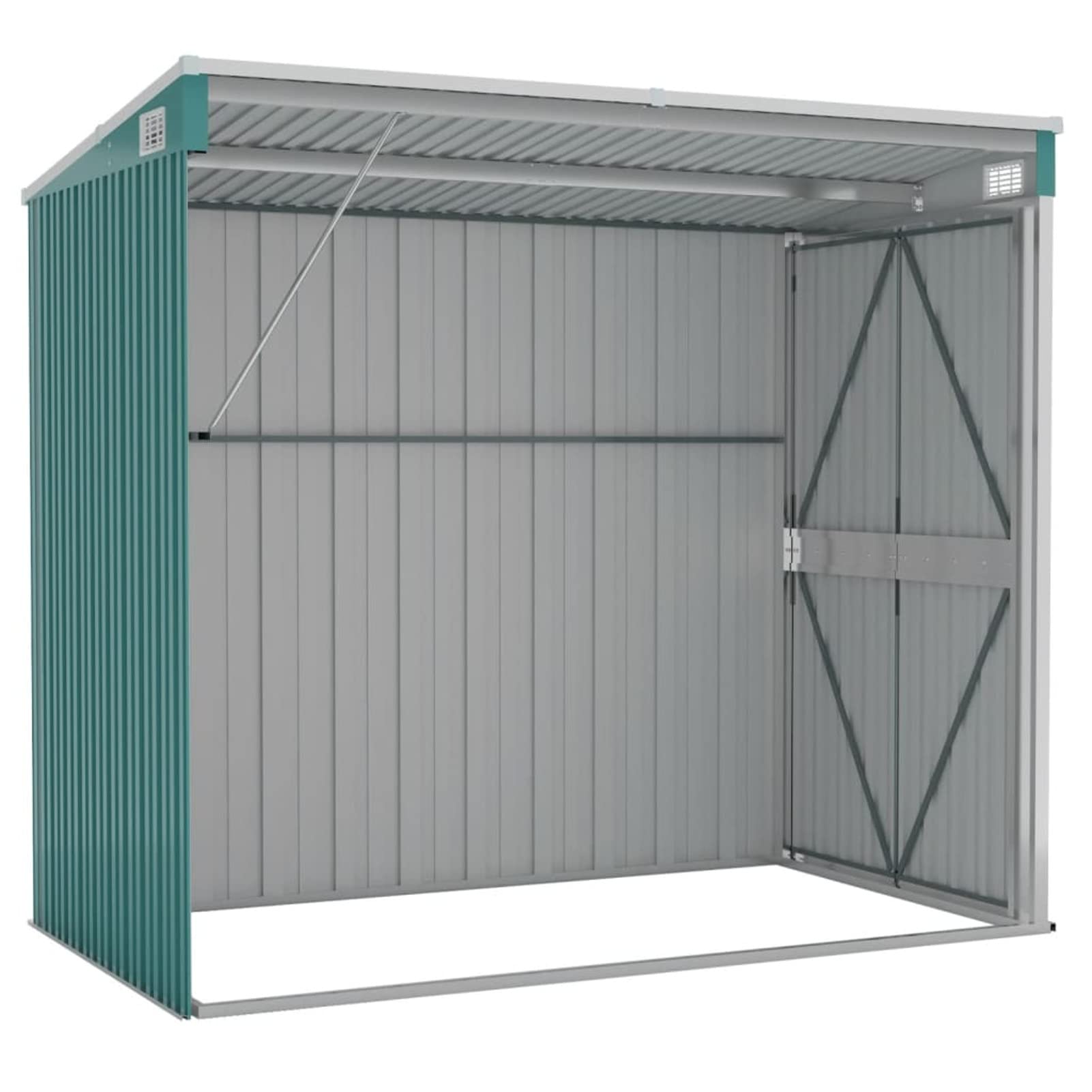 Tidyard Wand Geräteschuppen Kunststoffgriff mit Sperrfunktion Gerätehaus Gartenhaus Gartenschuppen Schuppen Metallgerätehaus 118 x 194 x 160/178 cm (L x B x H) Verzinkter Stahl, Metall