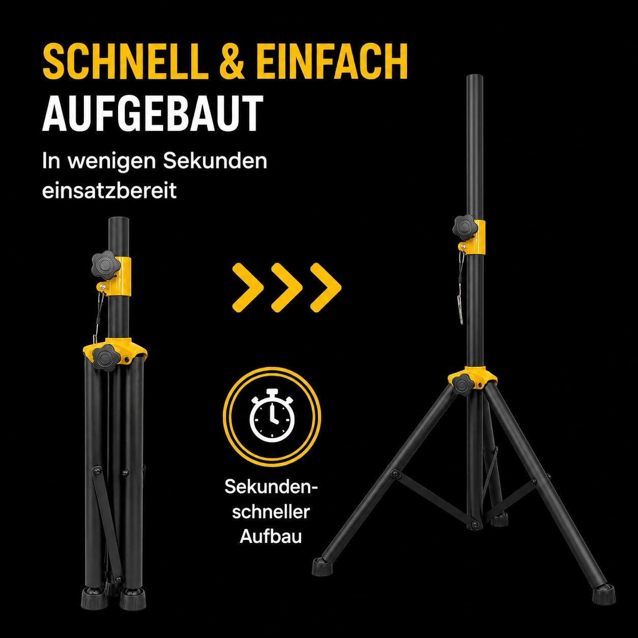 Premium X 2er Set Lautsprecherstativ 105-165 cm, 2X Boxenstativ aus Stahl bis 50 kg, höhenverstellbares PA Stativ mit 35 mm Aufnahme, Sicherungspin & rutschfesten Kugelgelenk-Füßen