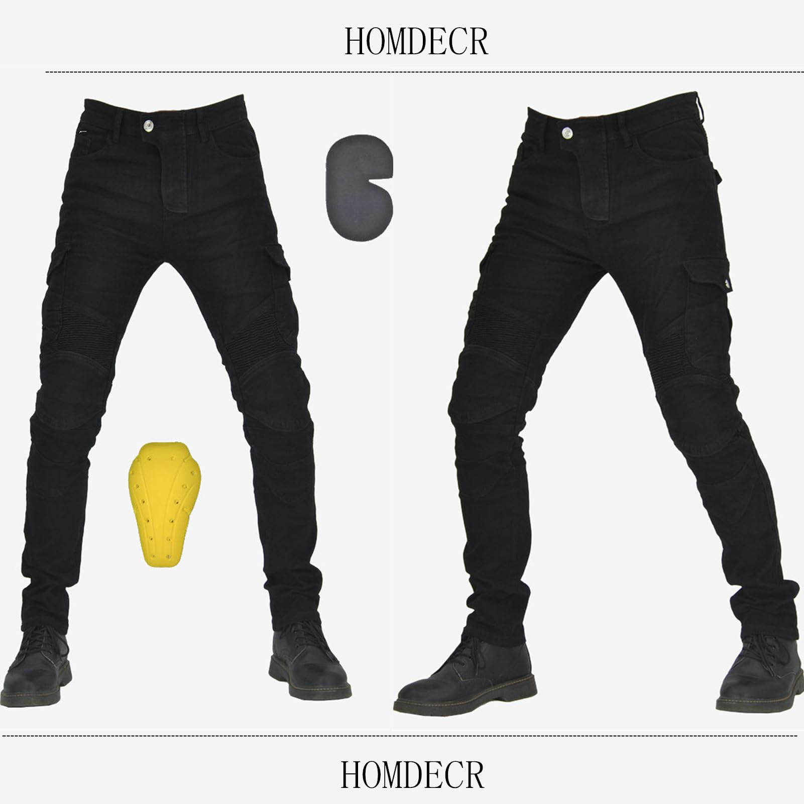 da Moto da Uomo Pantaloni da Motociclista in Denim Impermeabili Protezione Impermeabile Pantaloni da Moto da Ciclismo Jeans da Motociclista Elasticizzati con 4 Protezioni